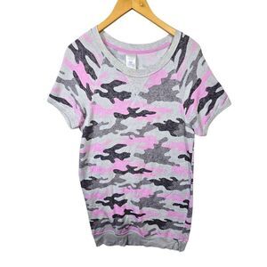 Secret Treasures Pink and Gray Crew Neck Camouflage Nightgown